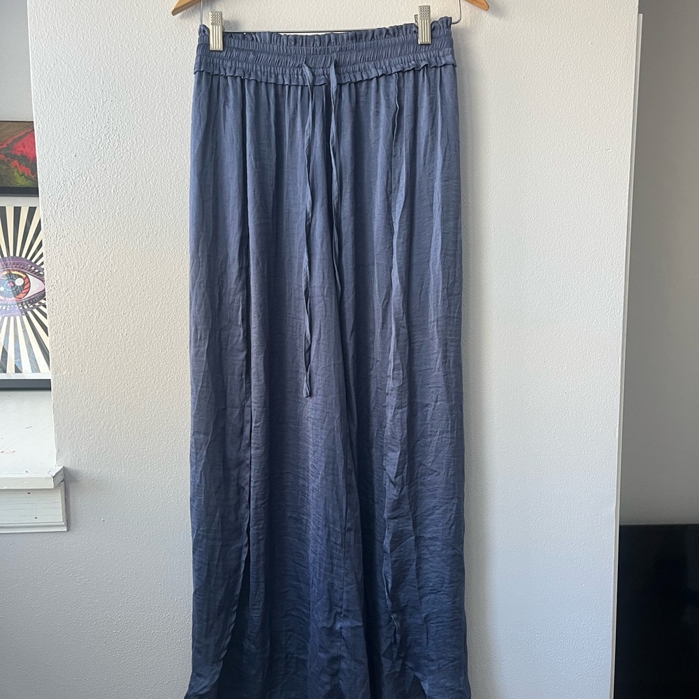 Navy Blue Side-Slit Pants